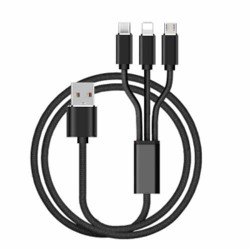 CABLE FAST CHARGE 3 EN 1 TYPE C/MICRO B/LIGHTNING Bleu