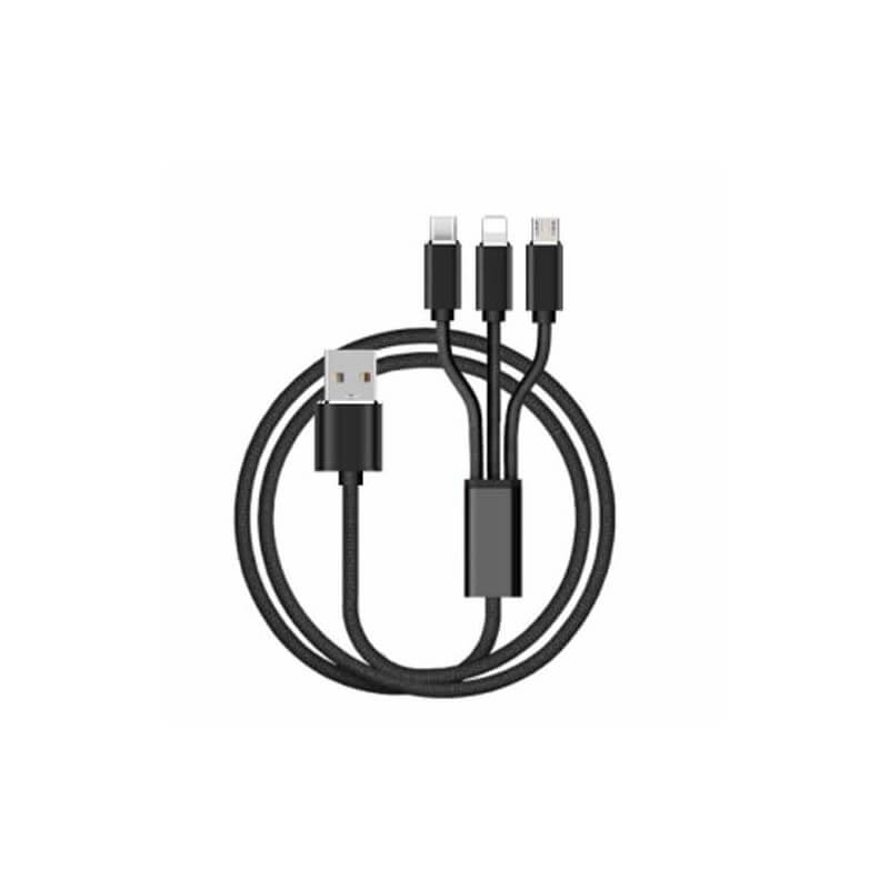 CABLE FAST CHARGE 3 EN 1 TYPE C/MICRO B/LIGHTNING Bleu