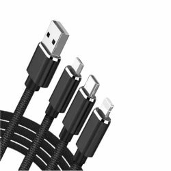 CABLE FAST CHARGE 3 EN 1 TYPE C/MICRO B/LIGHTNING Bleu