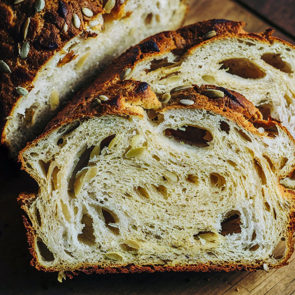 tranche de pain au chanvre avec graines de sesames